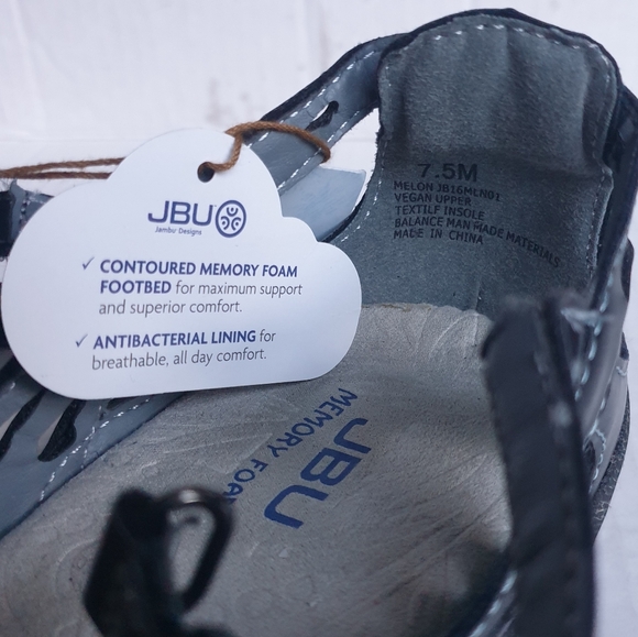 JBU Wm Melon Black Memory Foam Vegan Cutout Leather Sneakers Velcro T-Strap 7.5 - Picture 7 of 16